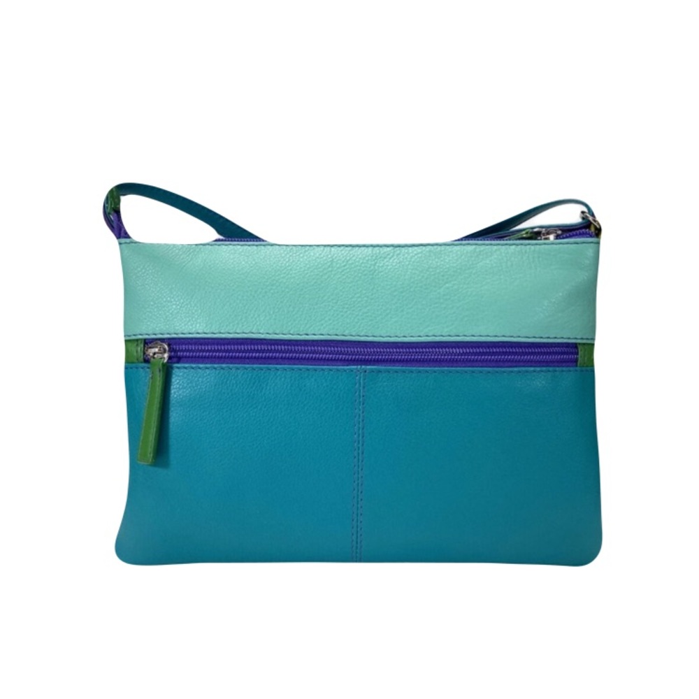 Ili Leather Chic Teal and Blue Crossbody Bag